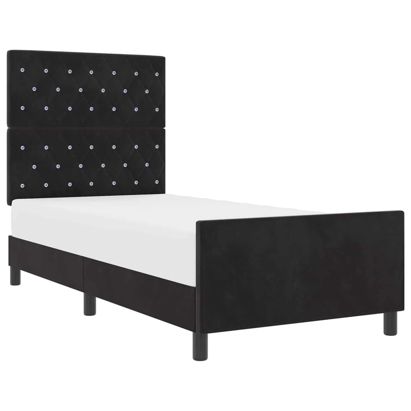 Box spring seng med hovedgærde Sort 90 x 190 cm Fløjl