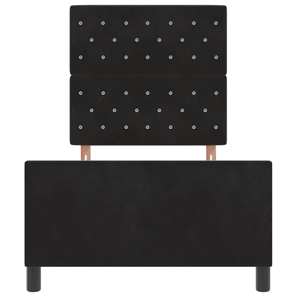 Box spring seng med hovedgærde Sort 90 x 190 cm Fløjl
