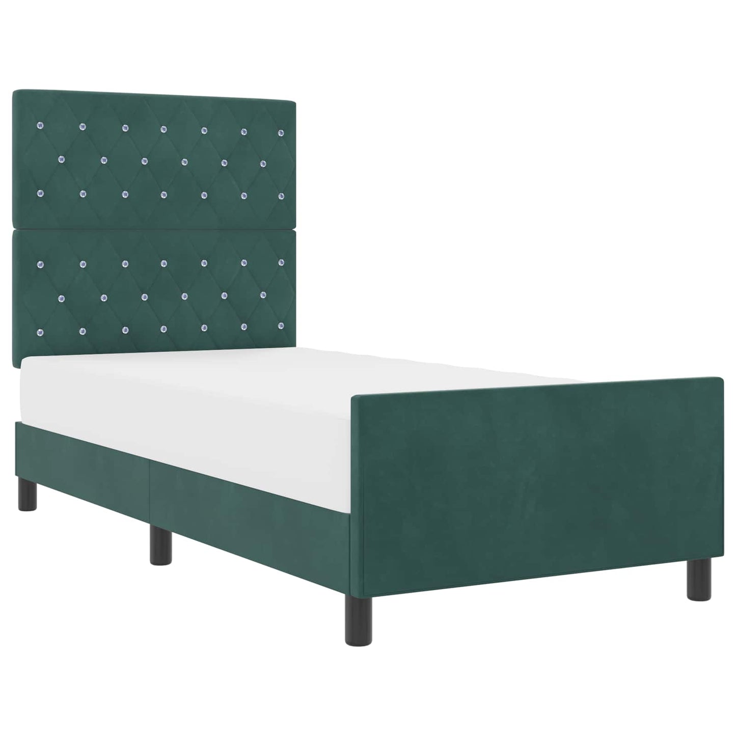 Box spring seng med hovedgærde Mørkegrøn 90 x 190 cm Fløjl