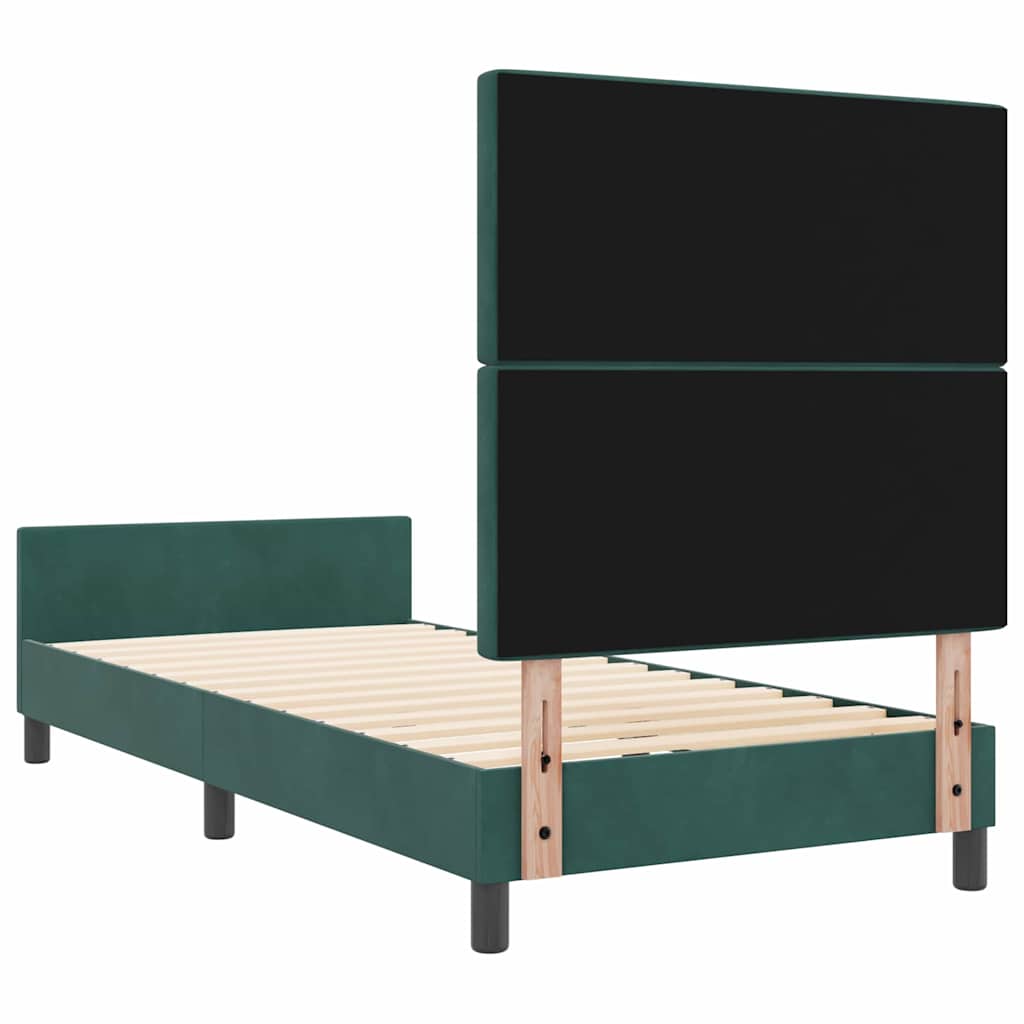 Box spring seng med hovedgærde Mørkegrøn 90 x 190 cm Fløjl