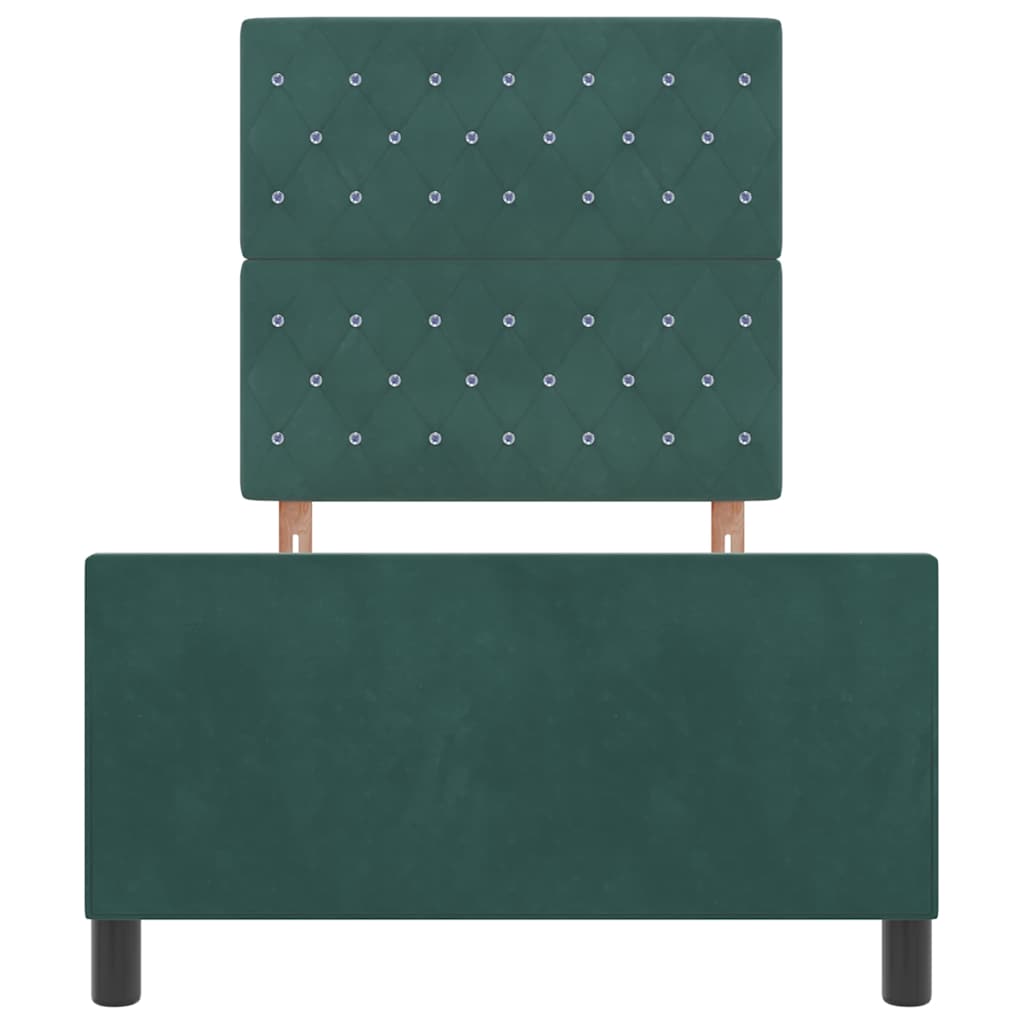 Box spring seng med hovedgærde Mørkegrøn 90 x 190 cm Fløjl
