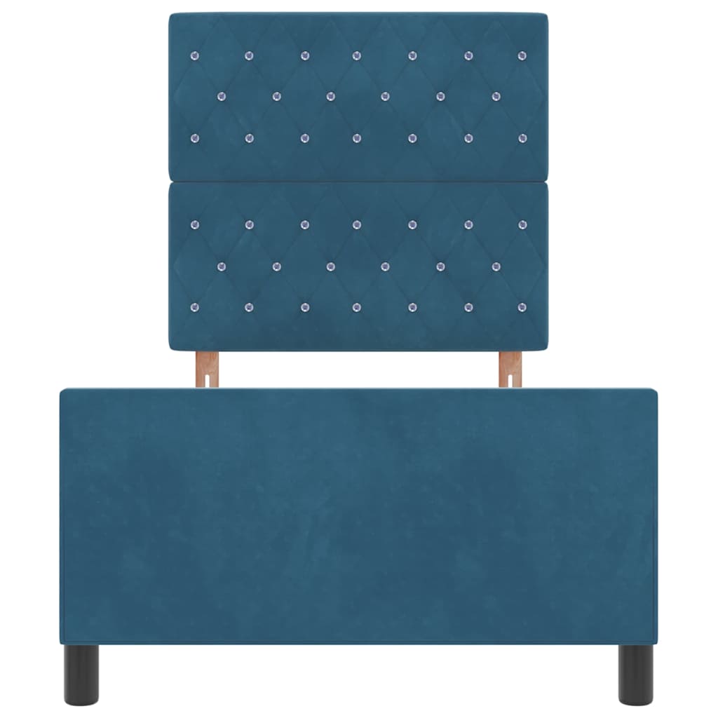 Box spring seng med hovedgærde Mørk blå 90 x 190 cm Fløjl