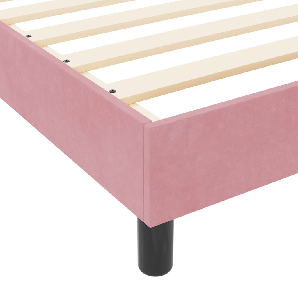 Box spring seng med hovedgærde Lyserød 90 x 190 cm Fløjl