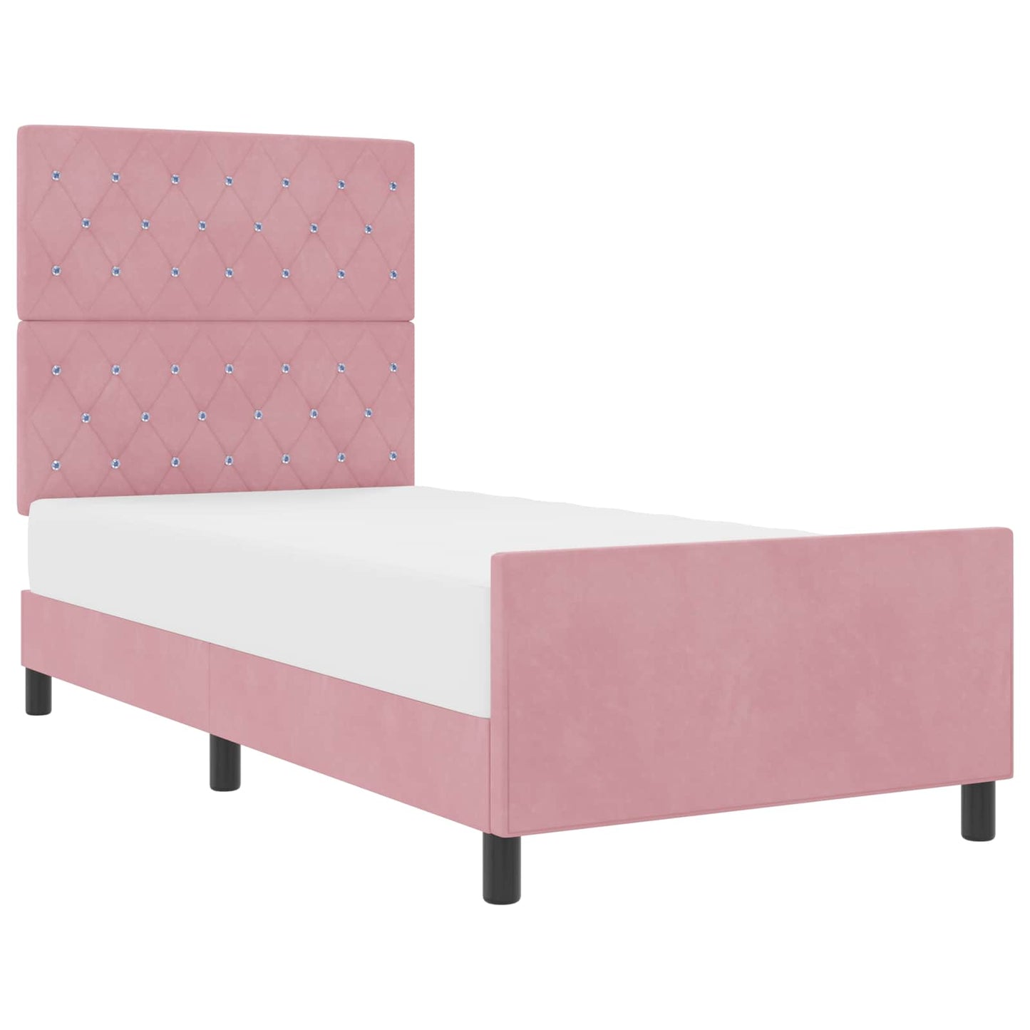 Box spring seng med hovedgærde Lyserød 90 x 190 cm Fløjl