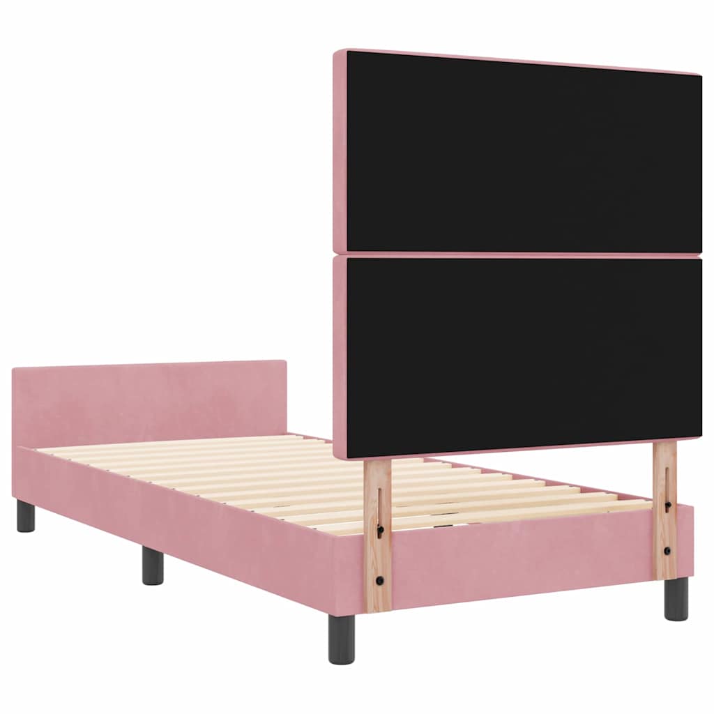 Box spring seng med hovedgærde Lyserød 90 x 190 cm Fløjl