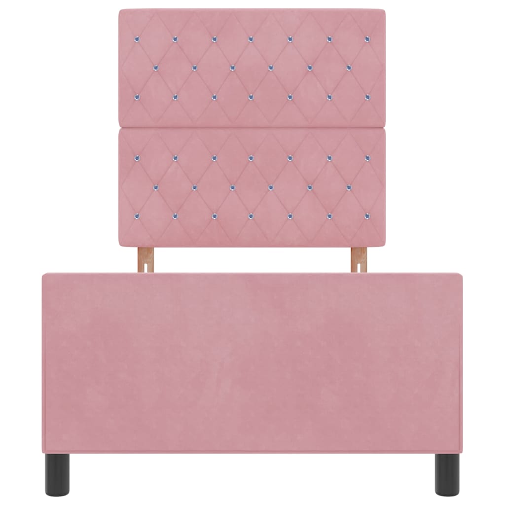Box spring seng med hovedgærde Lyserød 90 x 190 cm Fløjl