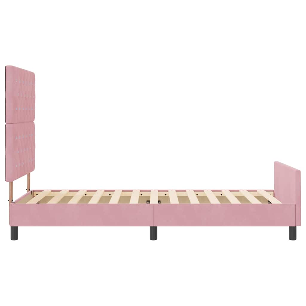 Box spring seng med hovedgærde Lyserød 90 x 190 cm Fløjl