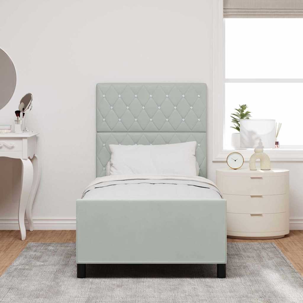 Box spring seng med hovedgærde Lysegrå 90 x 200 cm Fløjl