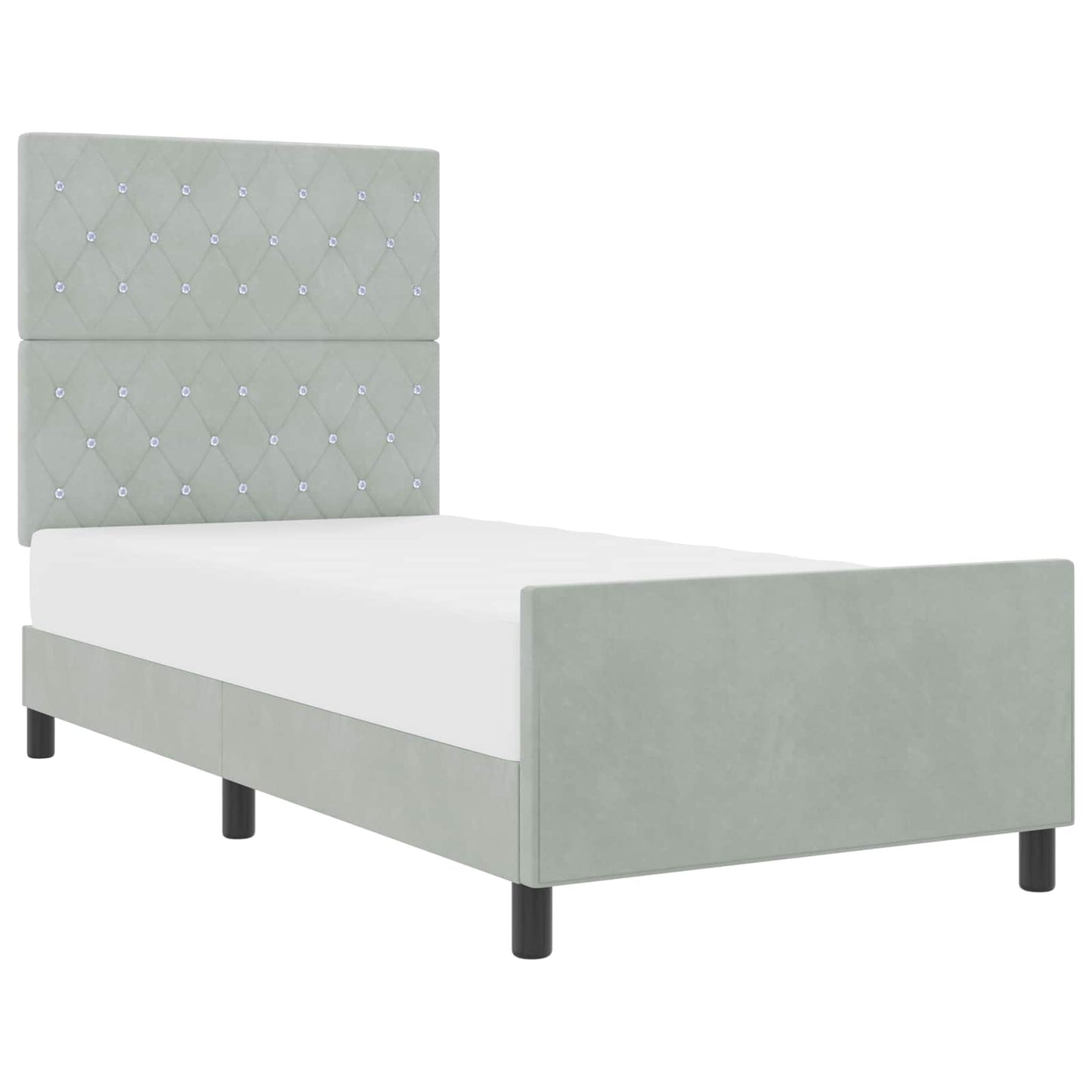 Box spring seng med hovedgærde Lysegrå 90 x 200 cm Fløjl