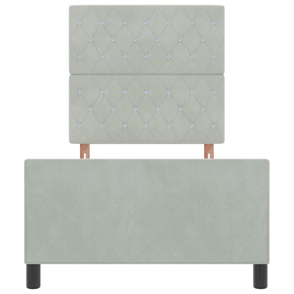 Box spring seng med hovedgærde Lysegrå 90 x 200 cm Fløjl
