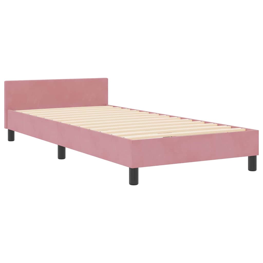 Box spring seng med hovedgærde Lyserød 90 x 200 cm Fløjl