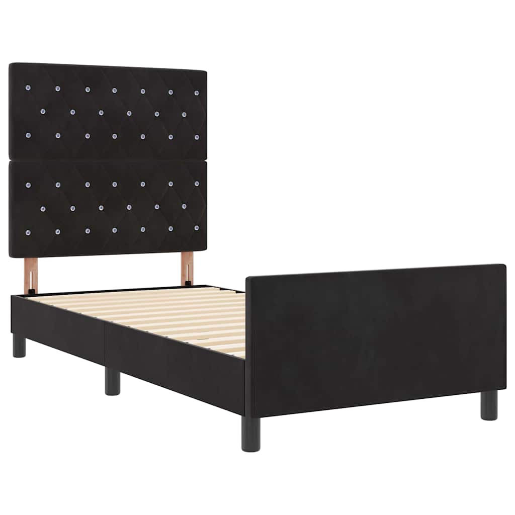 Box spring seng med hovedgærde Sort 100 x 200 cm Fløjl