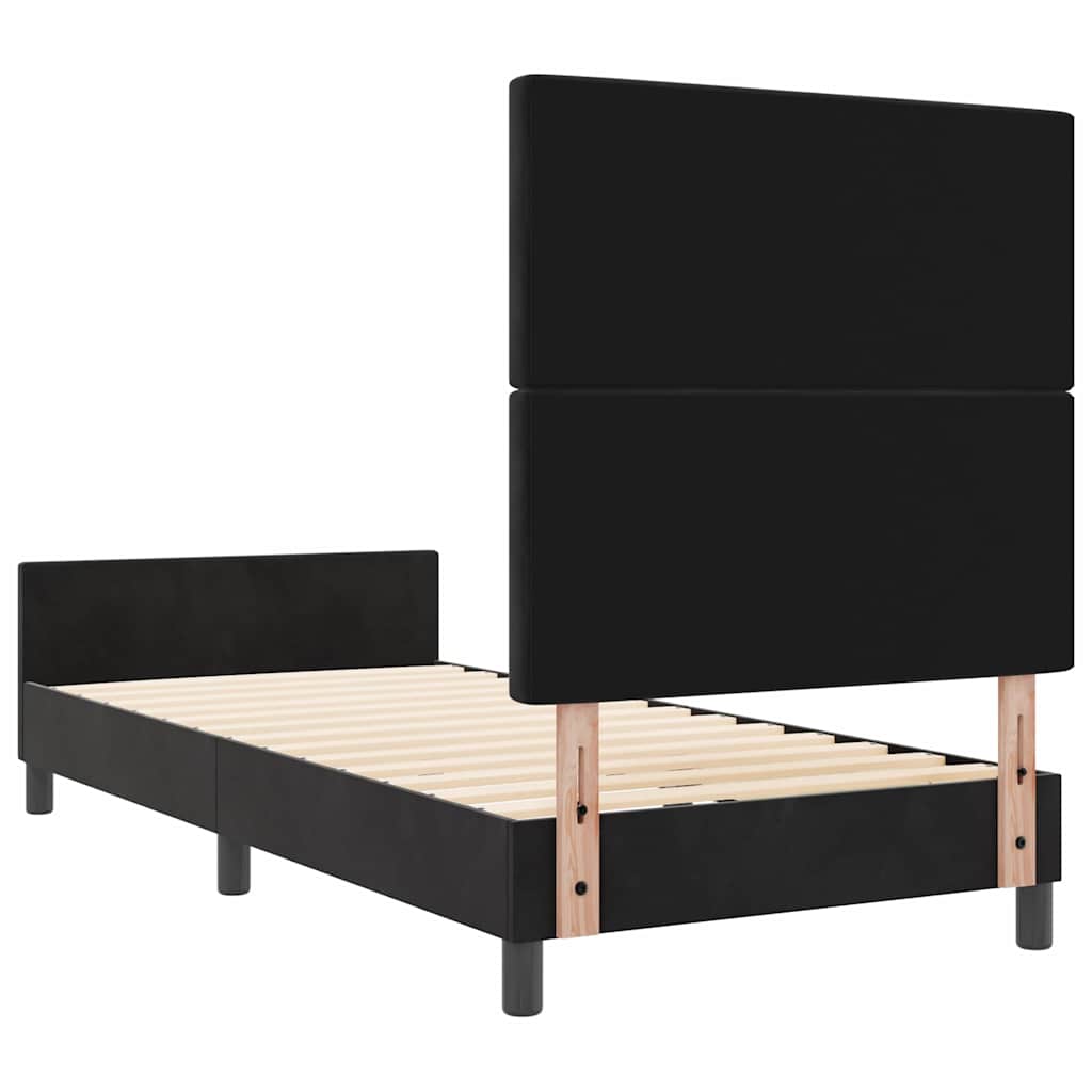 Box spring seng med hovedgærde Sort 100 x 200 cm Fløjl