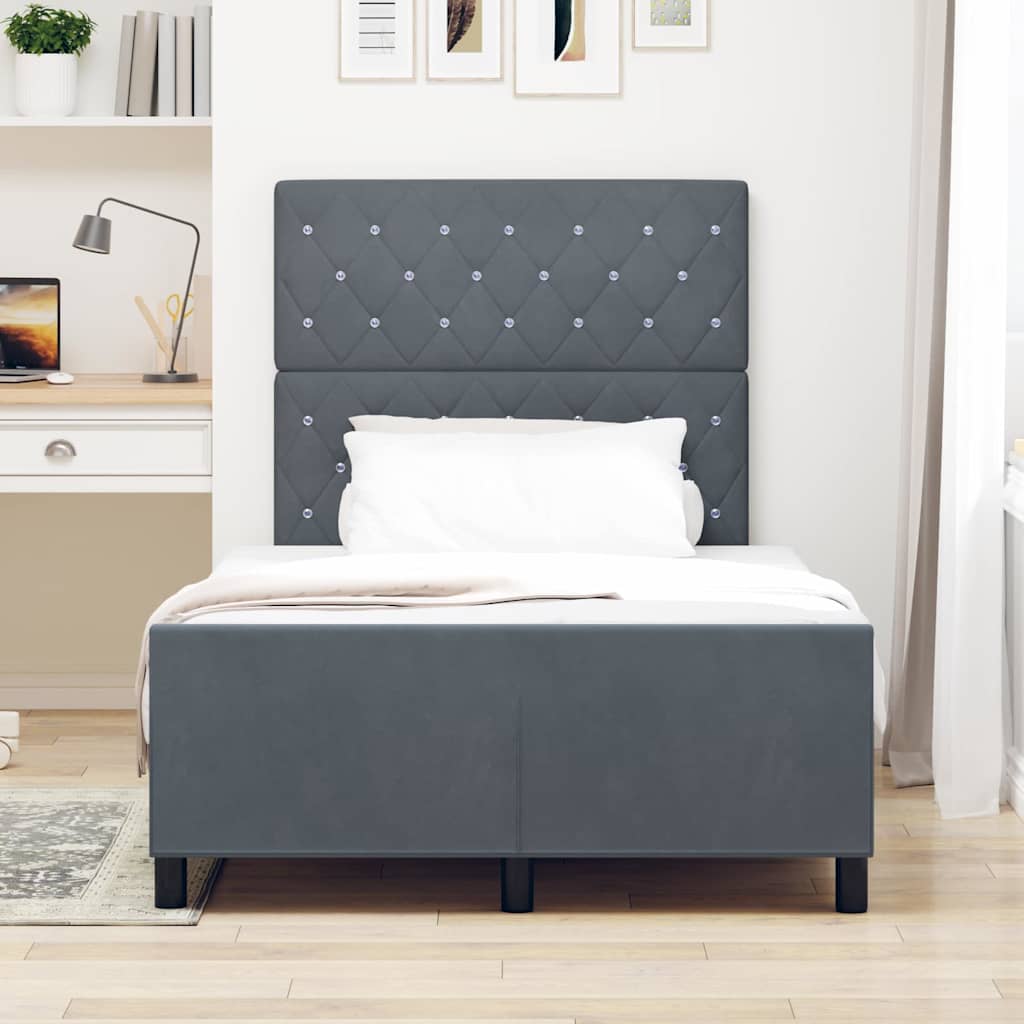 Box spring seng med hovedgærde Mørkegrå 120 x 200 cm Fløjl
