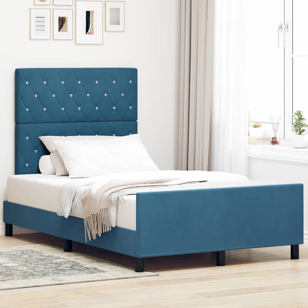 Box spring seng med hovedgærde Mørk blå 120 x 200 cm Fløjl