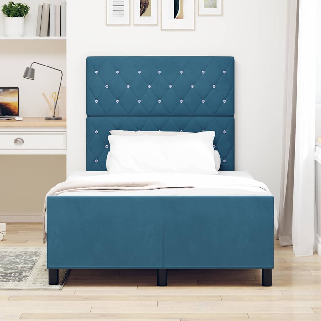 Box spring seng med hovedgærde Mørk blå 120 x 200 cm Fløjl