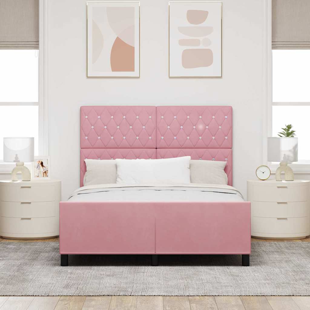 Box spring seng med hovedgærde Lyserød 140 x 200 cm Fløjl