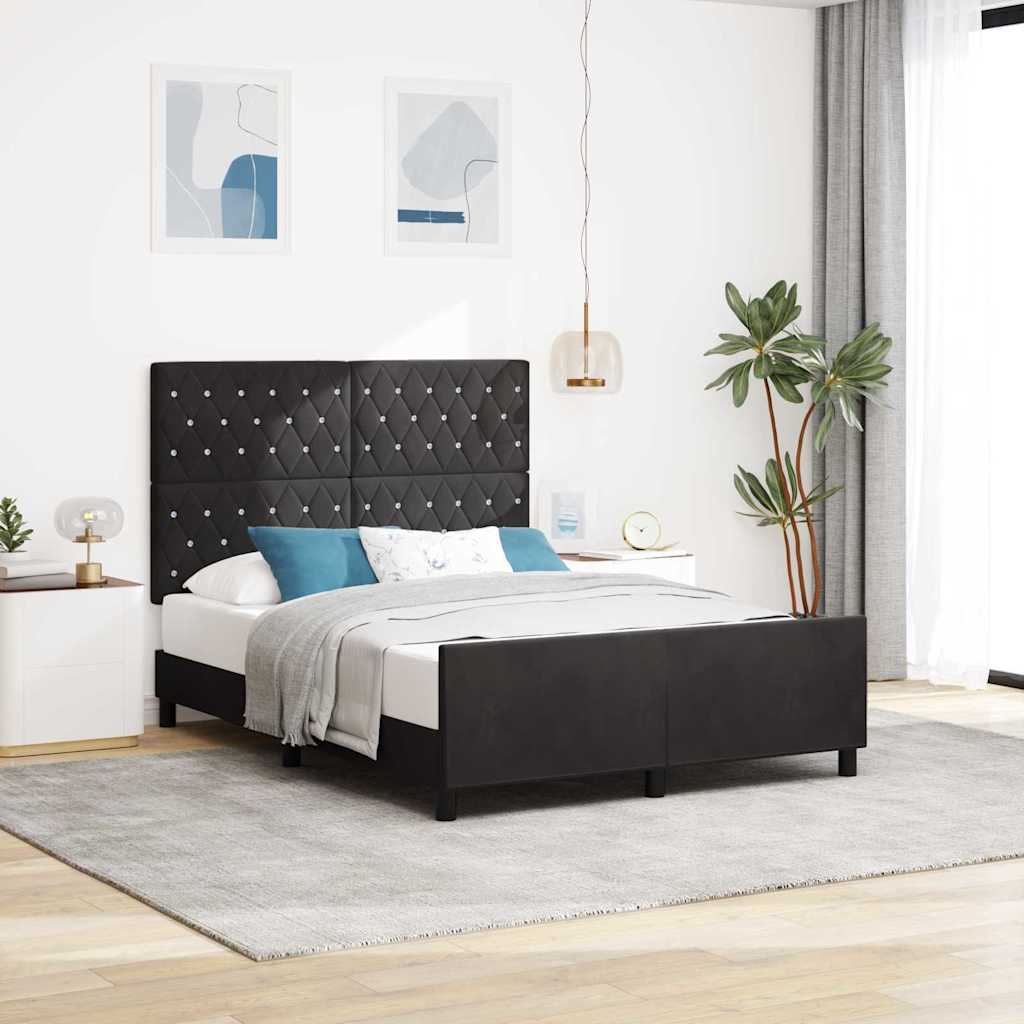 Box spring seng med hovedgærde Sort 160 x 200 cm Fløjl