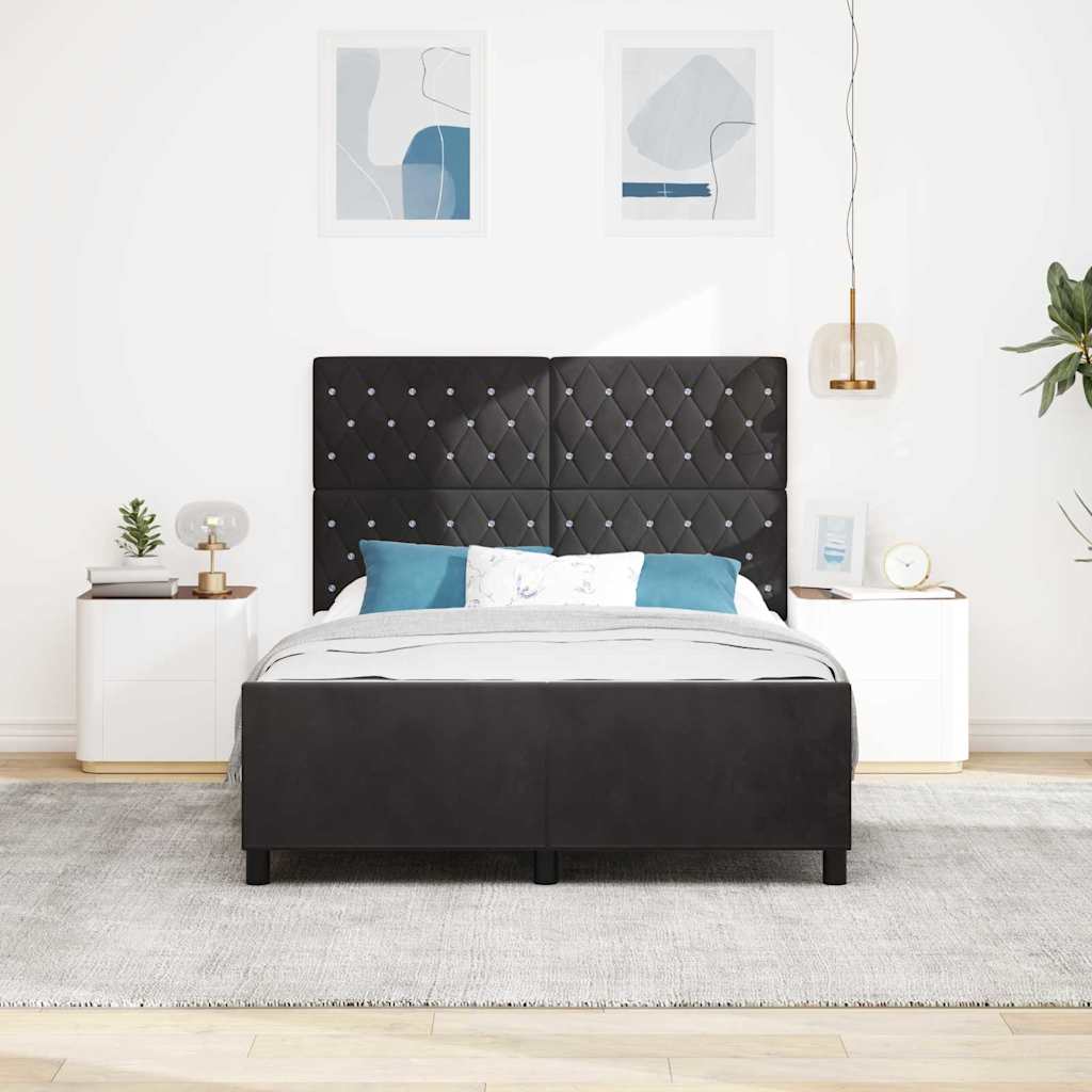 Box spring seng med hovedgærde Sort 160 x 200 cm Fløjl