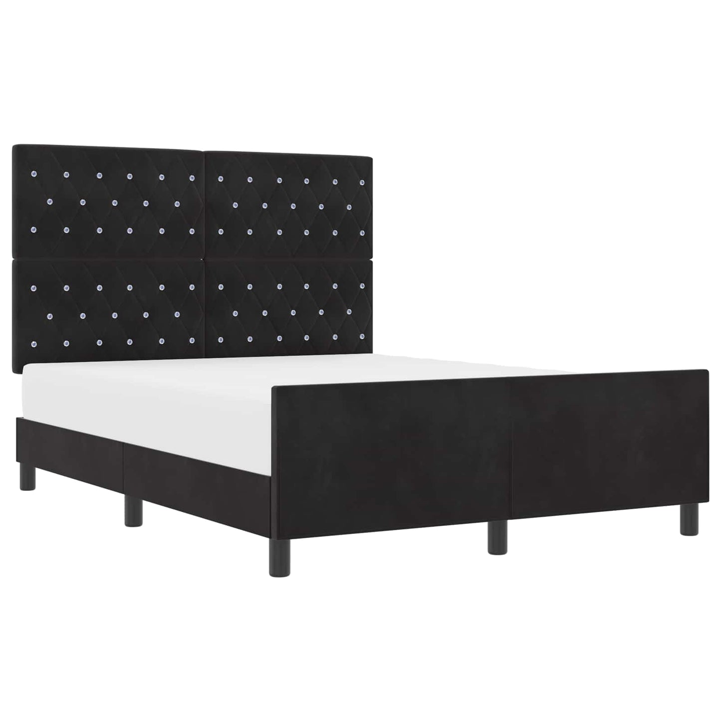 Box spring seng med hovedgærde Sort 160 x 200 cm Fløjl