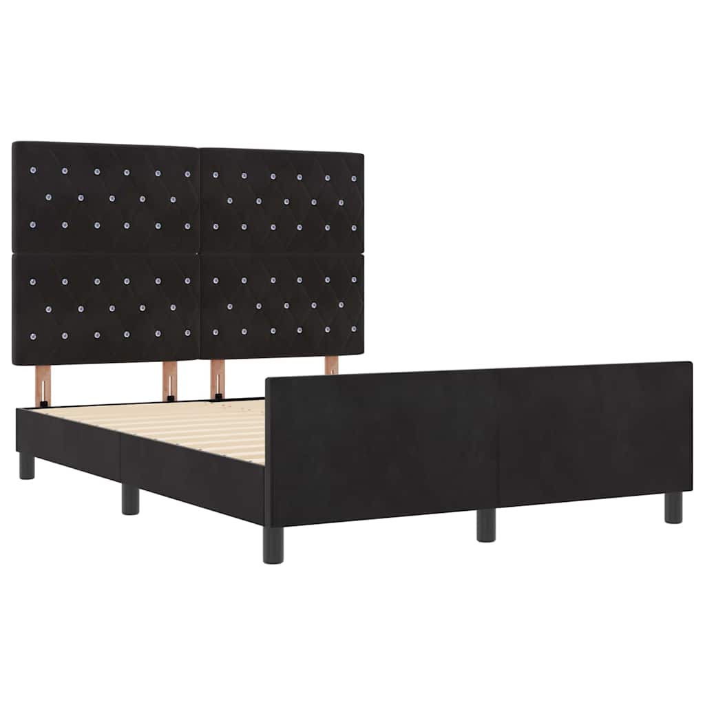 Box spring seng med hovedgærde Sort 160 x 200 cm Fløjl