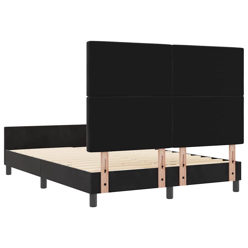 Box spring seng med hovedgærde Sort 160 x 200 cm Fløjl