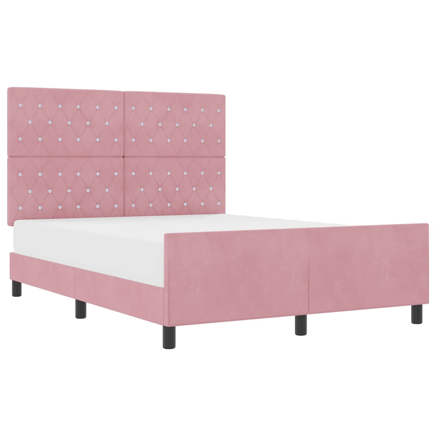 Box spring seng med hovedgærde Lyserød 160 x 200 cm Fløjl