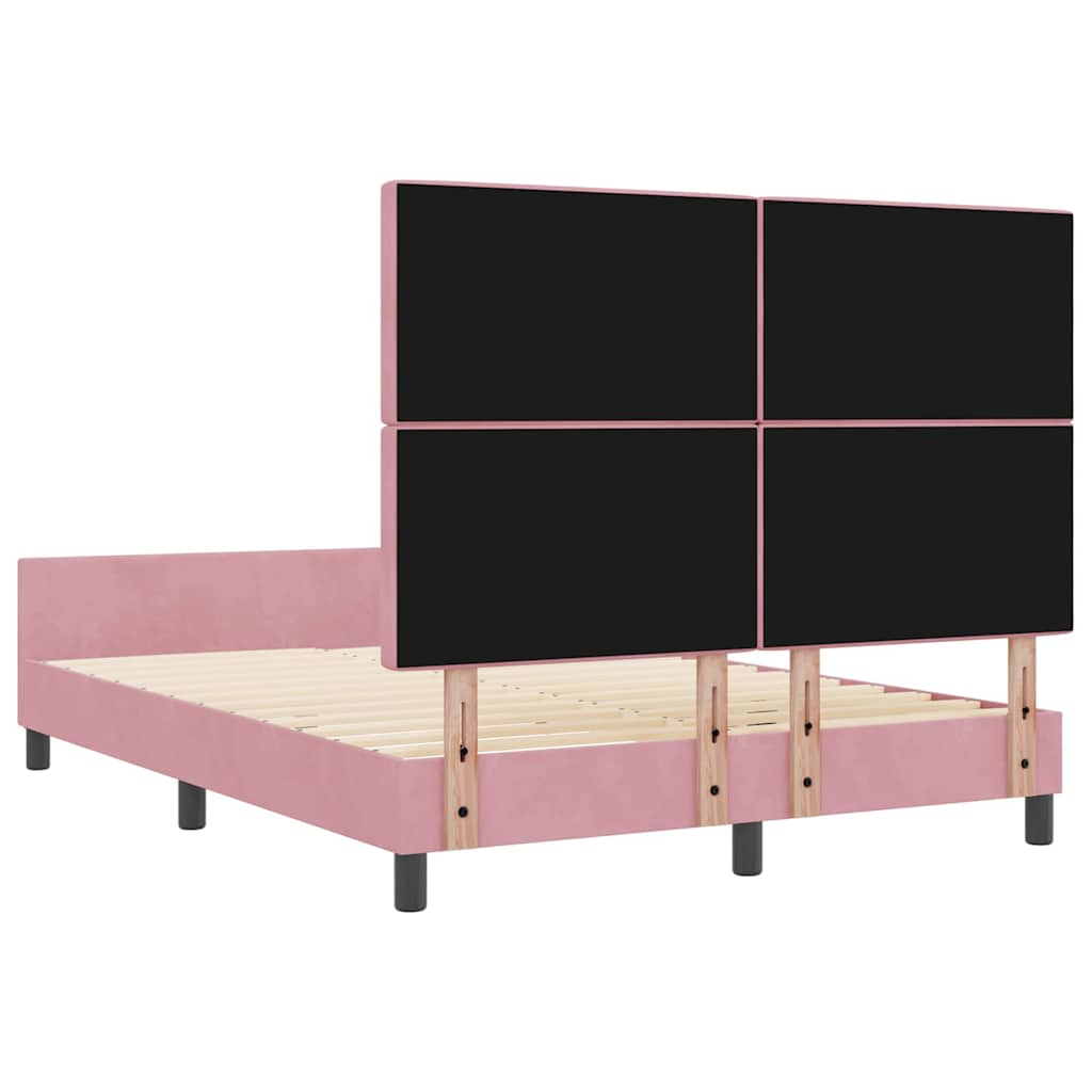 Box spring seng med hovedgærde Lyserød 160 x 200 cm Fløjl