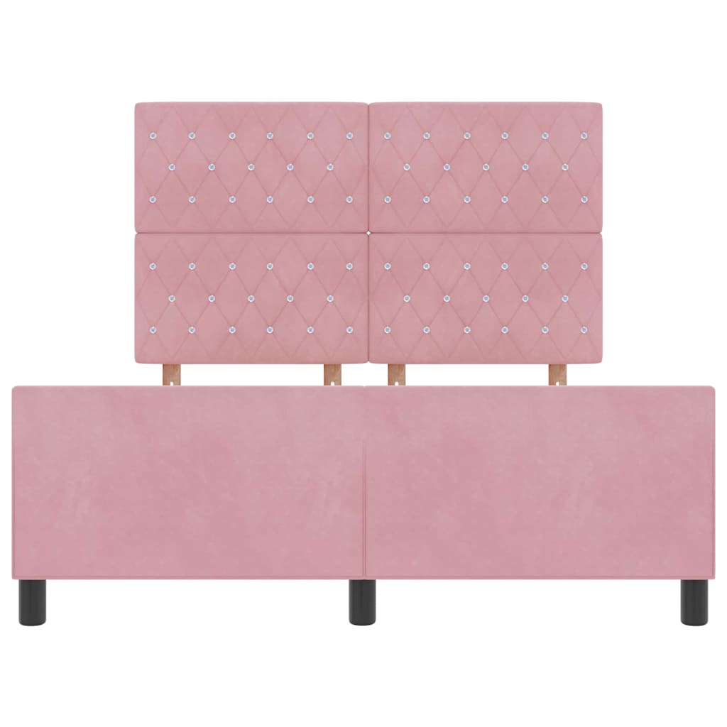 Box spring seng med hovedgærde Lyserød 160 x 200 cm Fløjl