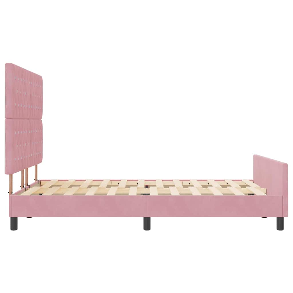 Box spring seng med hovedgærde Lyserød 160 x 200 cm Fløjl