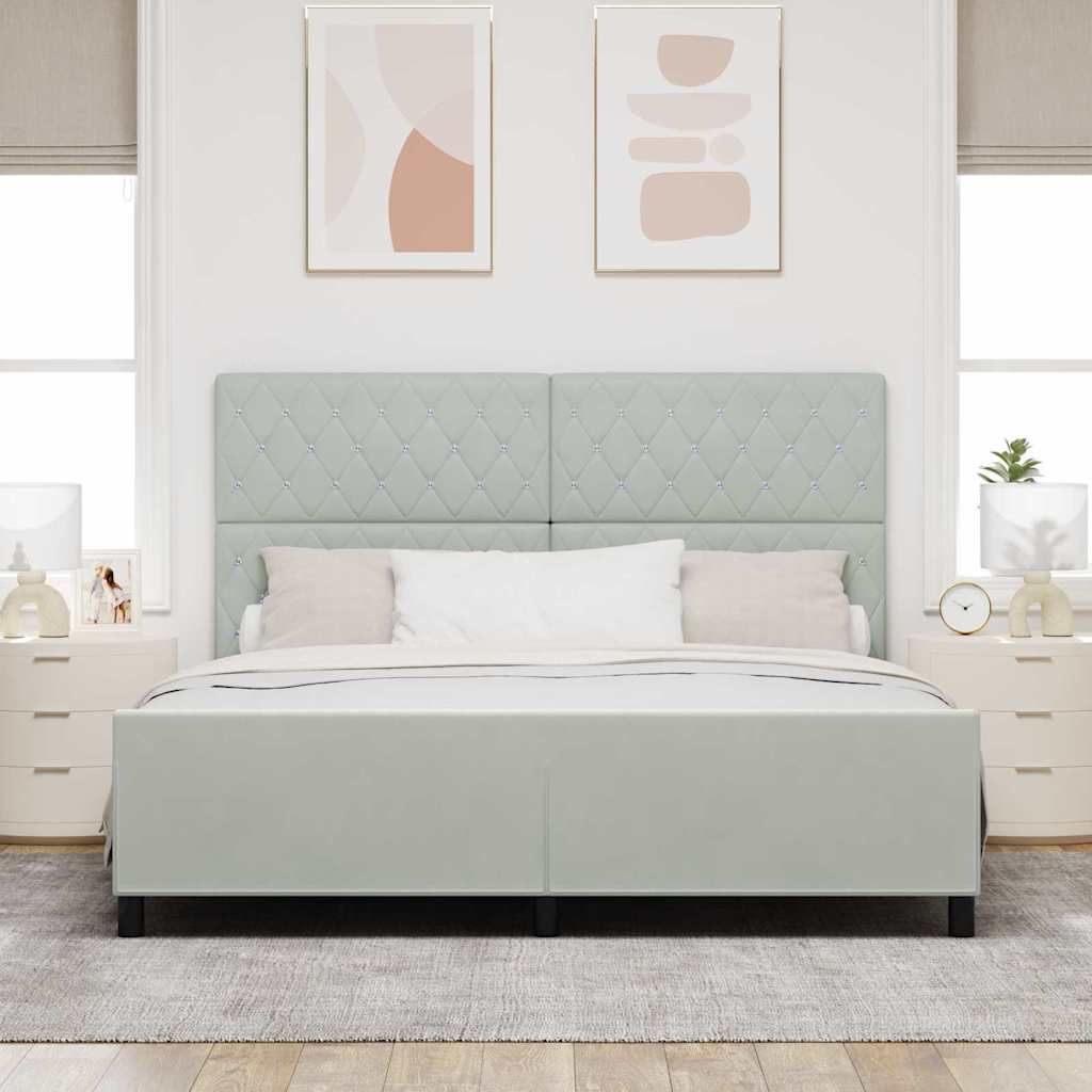 Box spring seng med hovedgærde Lysegrå 180 x 200 cm Fløjl