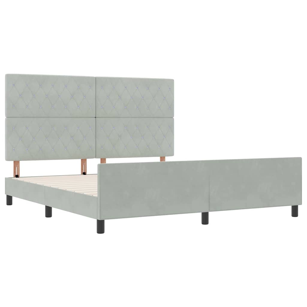 Box spring seng med hovedgærde Lysegrå 180 x 200 cm Fløjl