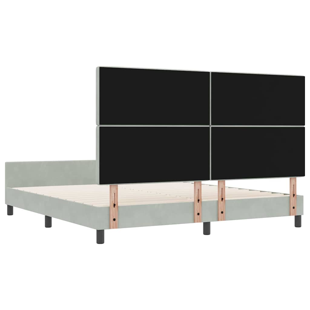 Box spring seng med hovedgærde Lysegrå 180 x 200 cm Fløjl