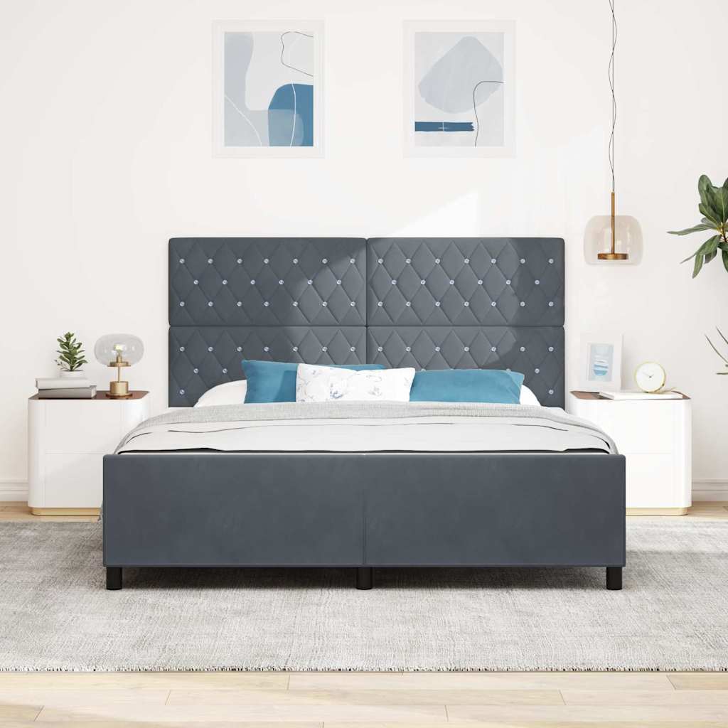 Box spring seng med hovedgærde Mørkegrå 180 x 200 cm Fløjl
