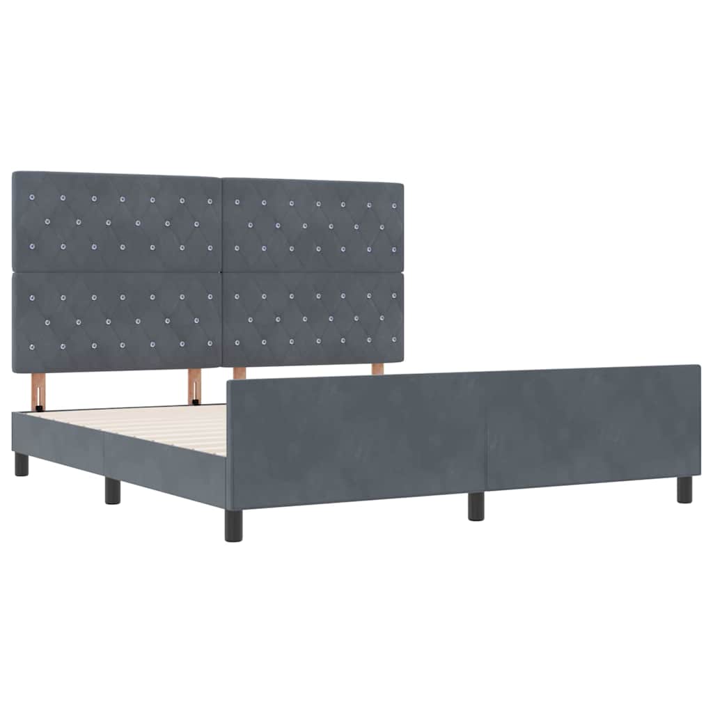 Box spring seng med hovedgærde Mørkegrå 180 x 200 cm Fløjl