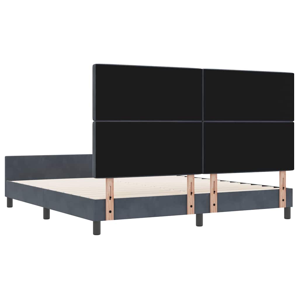 Box spring seng med hovedgærde Mørkegrå 180 x 200 cm Fløjl