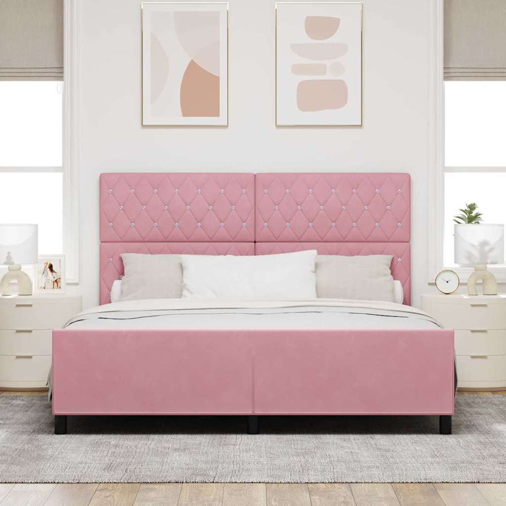 Box spring seng med hovedgærde Lyserød 180 x 200 cm Fløjl