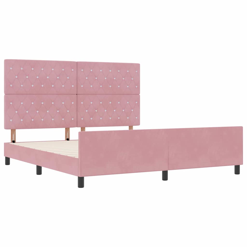 Box spring seng med hovedgærde Lyserød 180 x 200 cm Fløjl