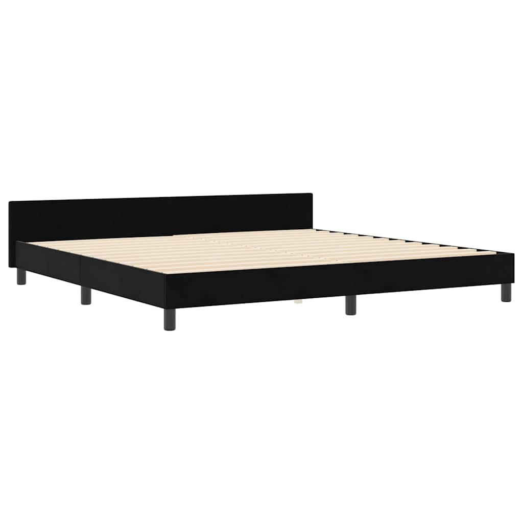 Box spring seng med hovedgærde Sort 200 x 200 cm Fløjl