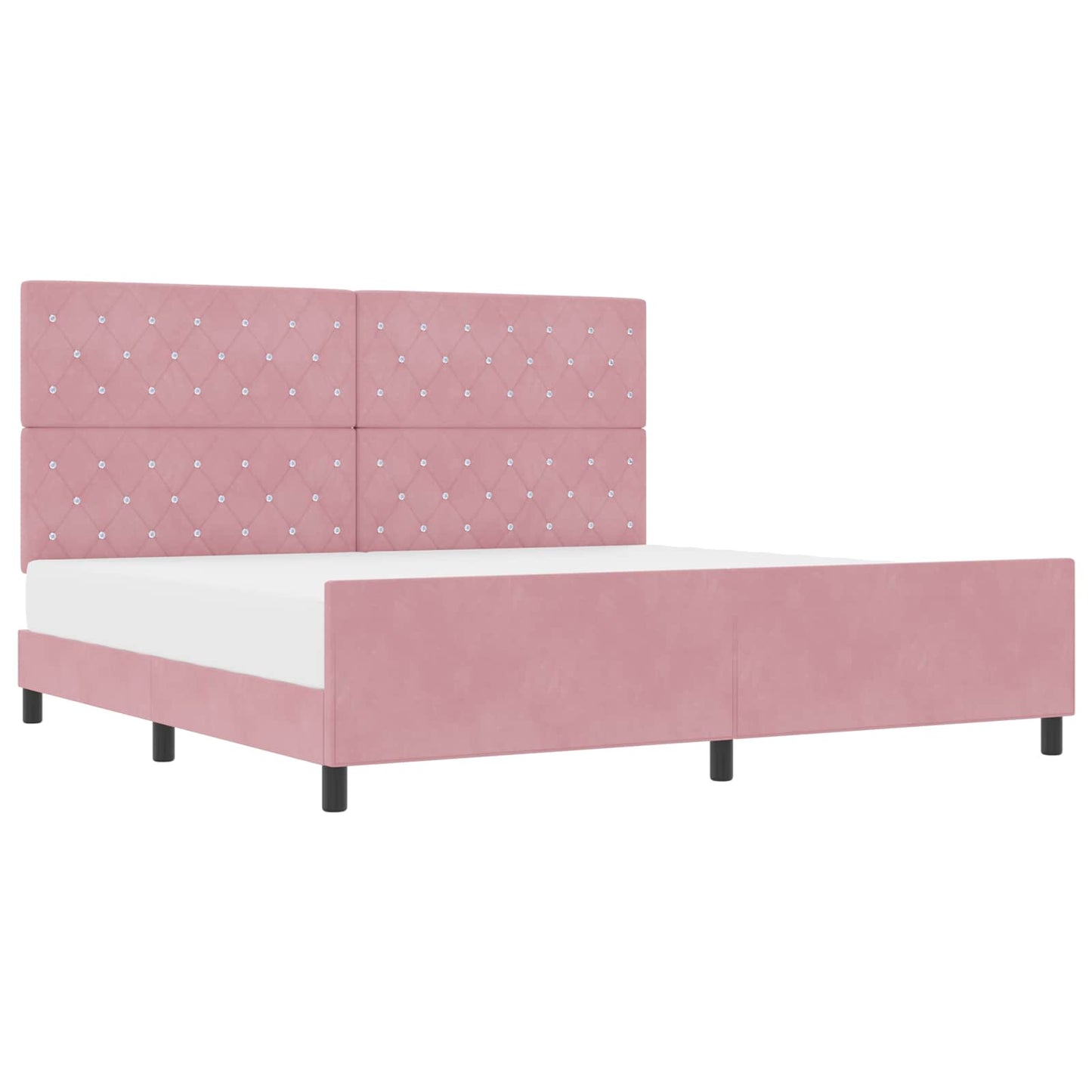 Box spring seng med hovedgærde Lyserød 200 x 200 cm Fløjl