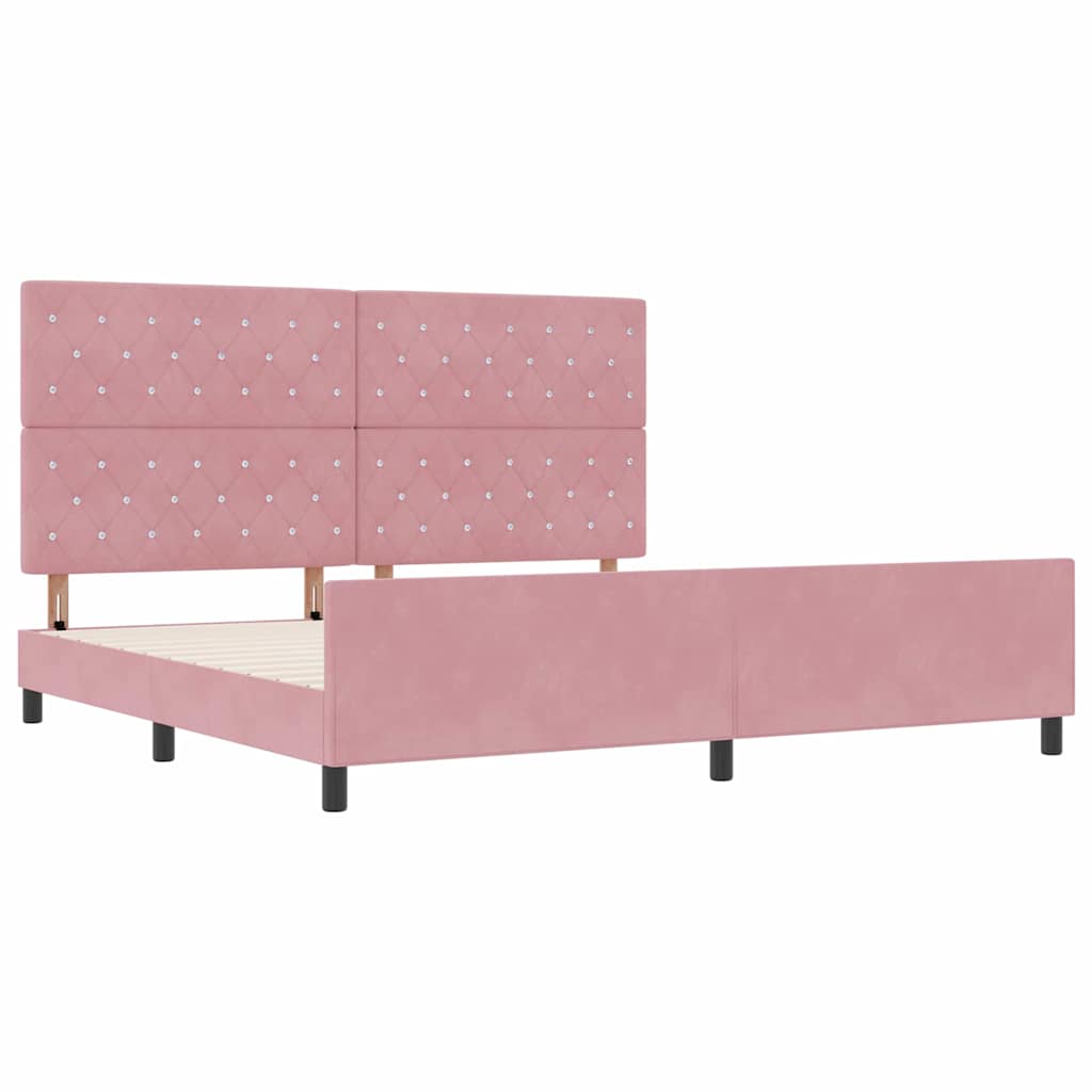 Box spring seng med hovedgærde Lyserød 200 x 200 cm Fløjl