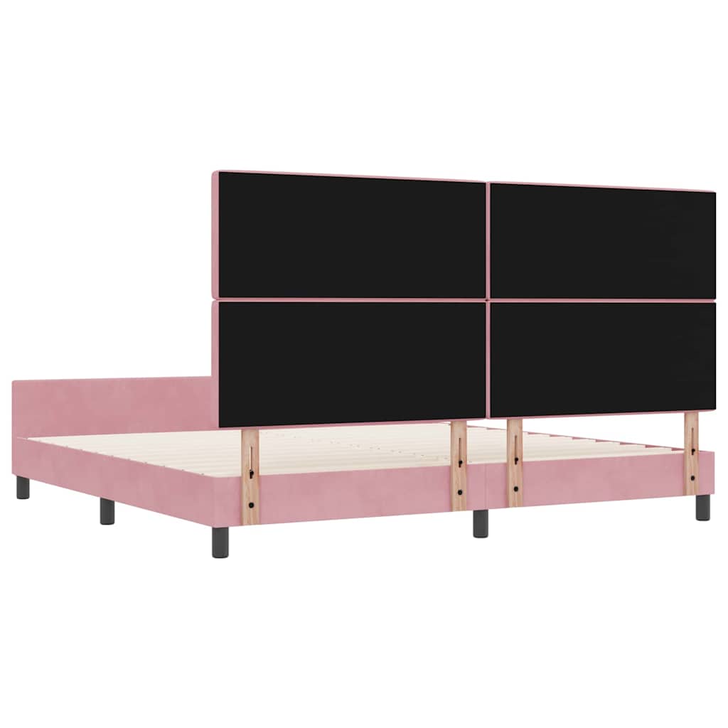 Box spring seng med hovedgærde Lyserød 200 x 200 cm Fløjl