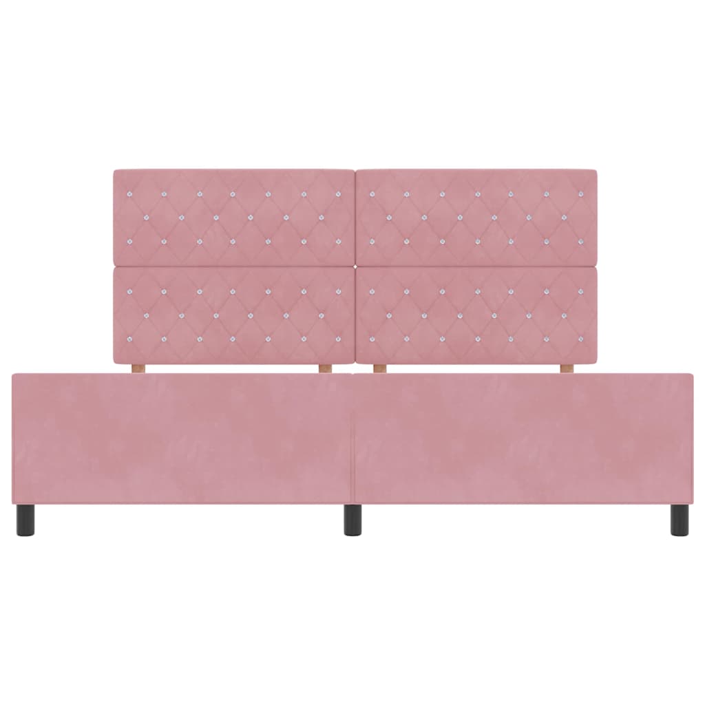 Box spring seng med hovedgærde Lyserød 200 x 200 cm Fløjl