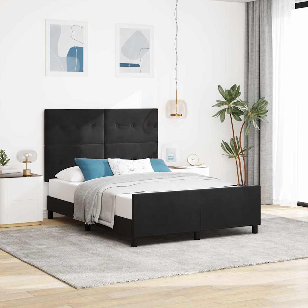 Box spring seng med hovedgærde Sort 160 x 200 cm Fløjl