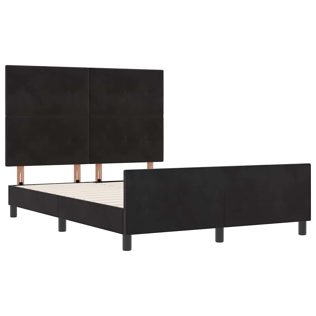 Box spring seng med hovedgærde Sort 160 x 200 cm Fløjl