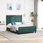 Box spring seng med hovedgærde Mørkegrøn 160 x 200 cm Fløjl