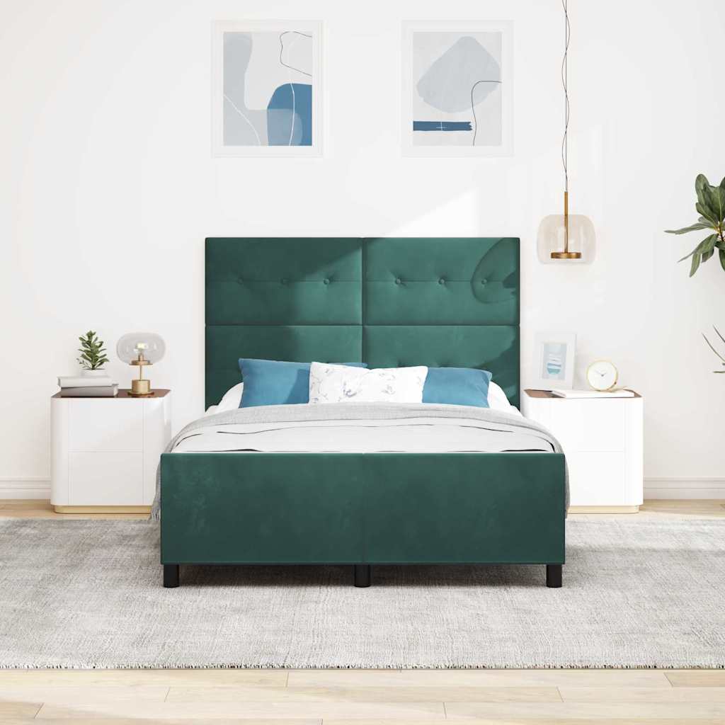 Box spring seng med hovedgærde Mørkegrøn 160 x 200 cm Fløjl
