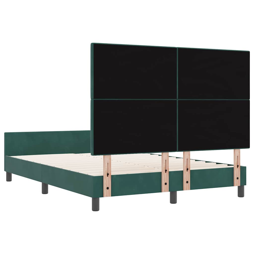 Box spring seng med hovedgærde Mørkegrøn 160 x 200 cm Fløjl