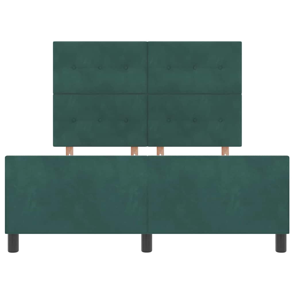 Box spring seng med hovedgærde Mørkegrøn 160 x 200 cm Fløjl
