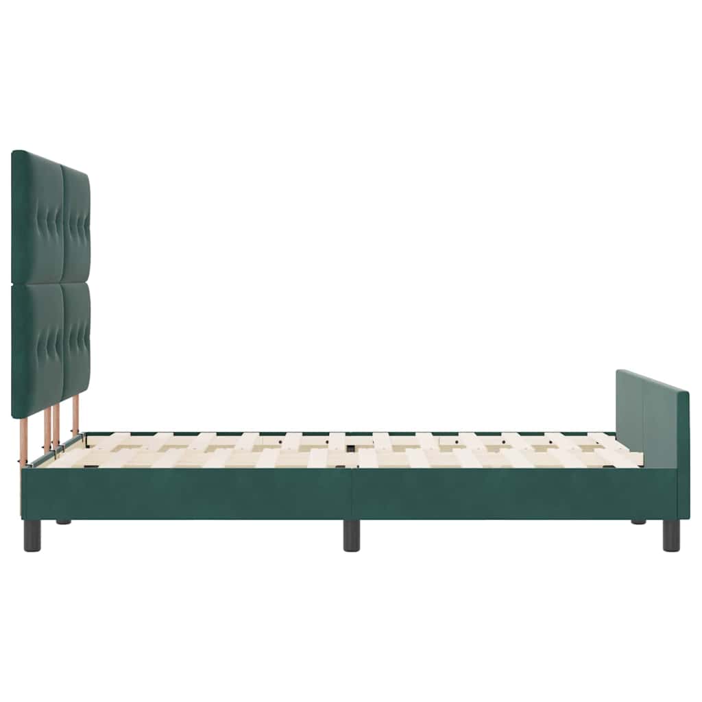 Box spring seng med hovedgærde Mørkegrøn 160 x 200 cm Fløjl